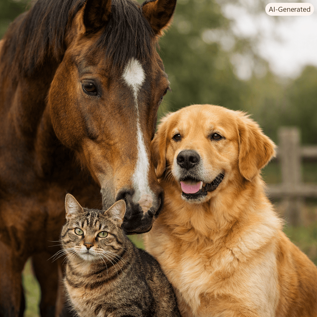 paard, hond en kat