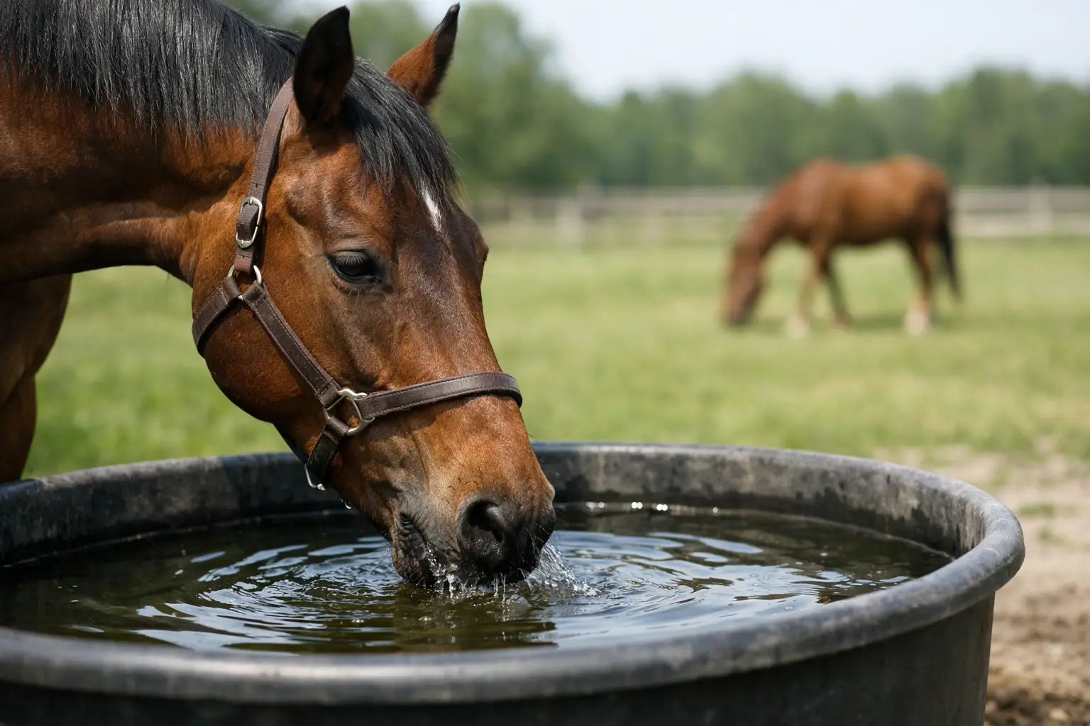 Hoeveel water drinkt een paard op een dag?