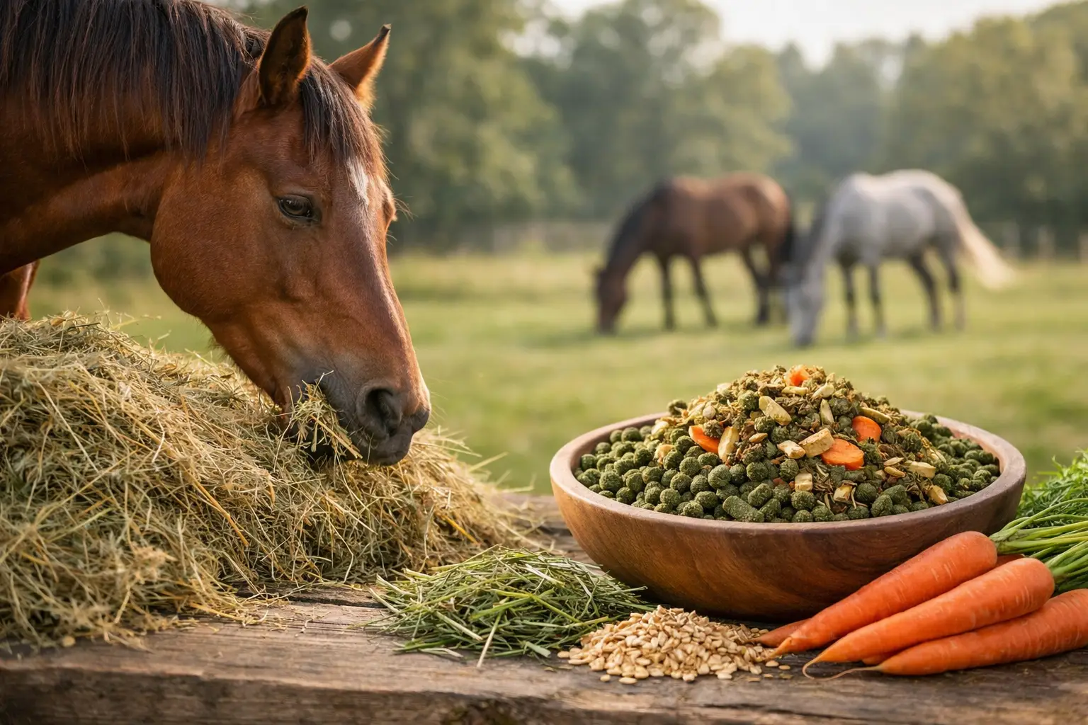 Vezelrijke voeding voor paarden als gezonde basis